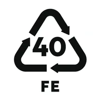 Recyclable material icon with FE label