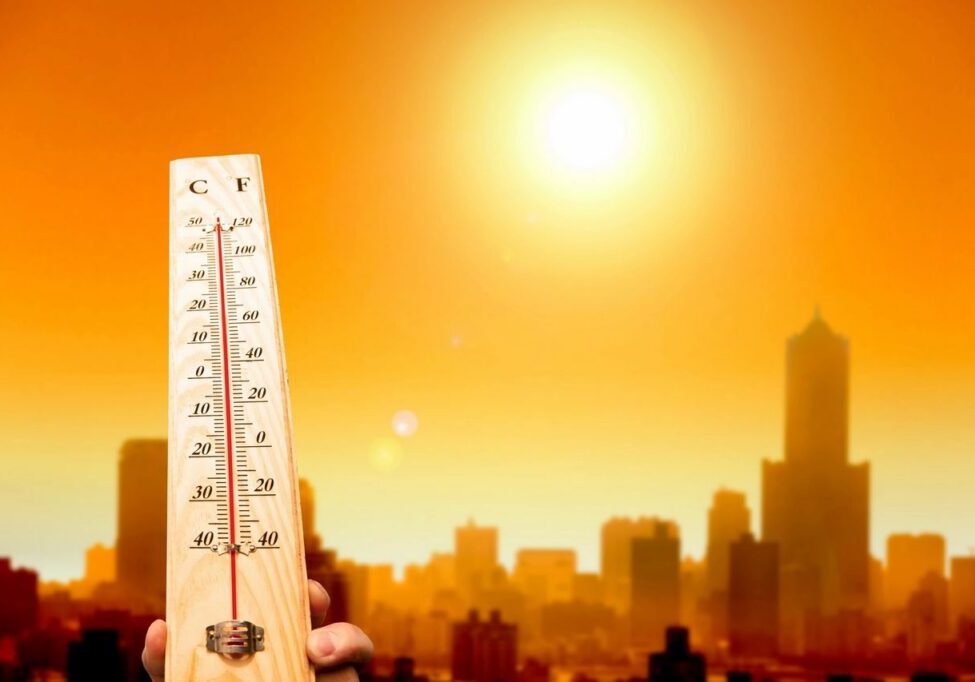 Heatwave over urban skyline