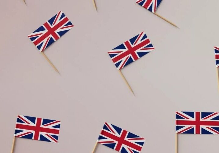 Miniature UK flags on toothpicks
